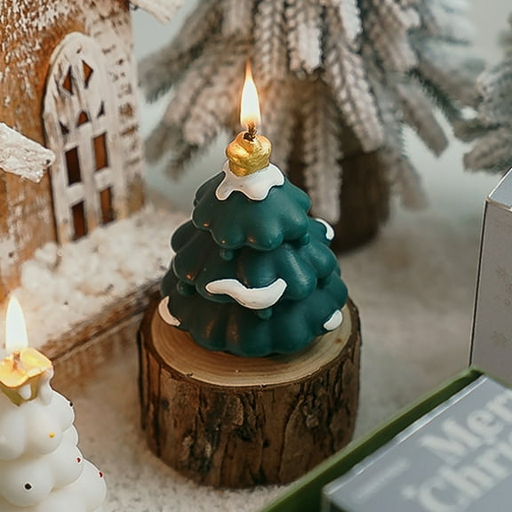 HomeKingdee Christmas Tree Shaped Candles Xmas Wax Scented Candles Decorative Christmas Tree Aromatherapy Candles for Table Decoration