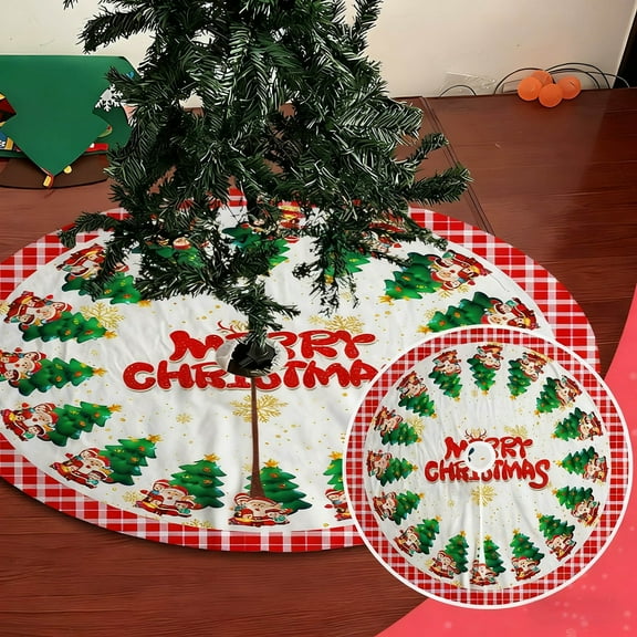 HomeKingdee Christmas Tree Skirt - Festive Cloth Tree Bottom Apron Festival Decoration, 35.4 Inches Diameter for Xmas Party Indoor Outdoor Decor