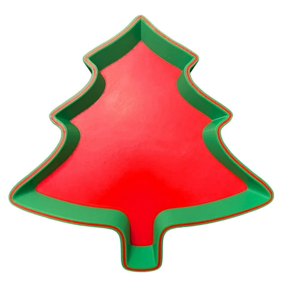 HomeKingdee Christmas Tree Snack Serving Tray - Durable Festive Plates with Orange & Green Design for Cookies, Candy, Party Decorations, Xmas Tableware and Indoor Celebration Supplies