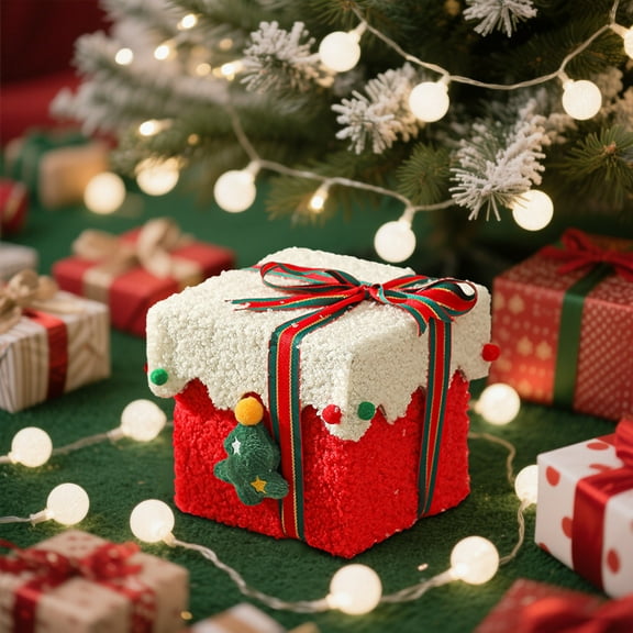 HomeKingdee Christmas Velvet Apple Packaging Box - High-grade Thickened Velvet Gift Box for Holiday Gifts, Candy, Apples, Empty Box for Xmas Decorations and Party Supplies