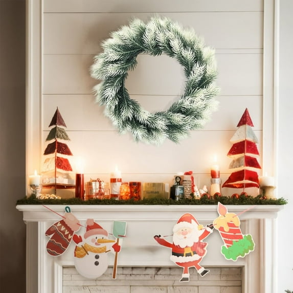HomeKingdee Christmas Wreath Front Door,Real Touch Norfolk Pine Wreath,Artificial Winter Pine Wreath, Faux Green Wreaths for Wall Window Porch Farmhouse