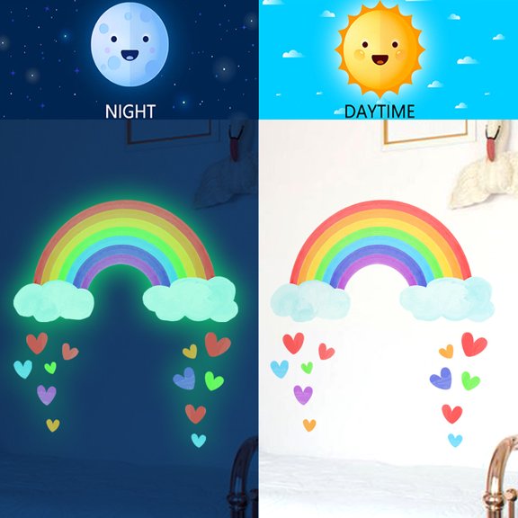 HomeKingdee Cloud Love Heart Glow In The Dark Wall Stickers Plastic Colorful
