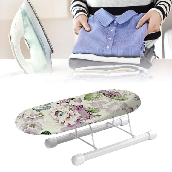 HomeKingdee Compact Tabletop Ironing Board with Folding Legs - Trellis Removable Cover, Chevron