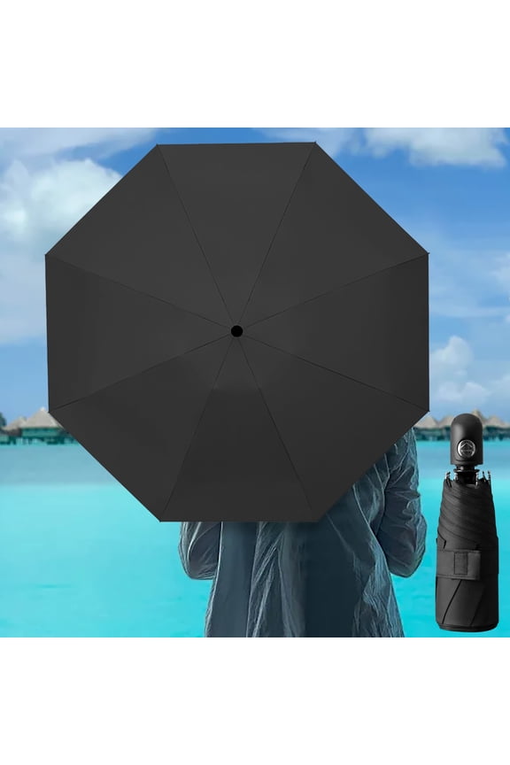 Compact Travel Umbrella - Windproof Auto Open/Close, Small Folding Umbrella for Rain - Lightweight & Durable with Fiberglass Frame, Waterproof Canopy - Fits Backpack, Purse, Suitcase.