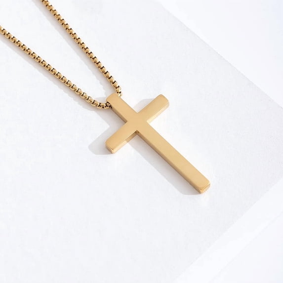 HomeKingdee Cross Necklace, Stainless Steel Cross Pendant Necklaces for Men Pendant Chain Chain Golden Silver Black Cross Necklace Gifts