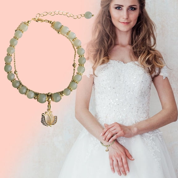 HomeKingdee Double Layer Opal Copper Bracelet for Women - Electroplated Beaded Handmade Jewelry for Meditation Yoga Stress Relief and Gift Giving