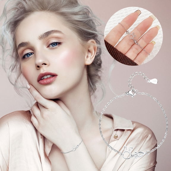 HomeKingdee Easter Bunny Carrot Charm Bracelet with Flash Drill Hollow Design - Silver-Plated Color Copper Bracelet for Girls Easter Gift Student Girlfriend Present