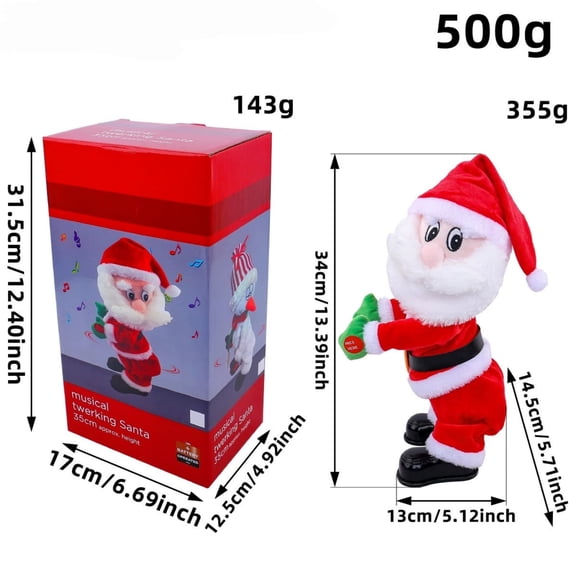 HomeKingdee Electric Music Buttock Shaking Santa Claus - Animated Dancing Twerking Santa Holiday Decoration with Singing for Christmas Party Home