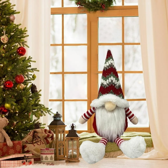 HomeKingdee Faceless Doll Red And Green Goblin Knitted Wool Hat Ornaments with Snow Boots Christmas Rudolph Decorations for Home Holiday Party Decor