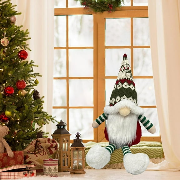 HomeKingdee Faceless Doll Red And Green Goblin Knitted Wool Hat Ornaments with Snow Boots Christmas Rudolph Decorations for Home Holiday Party Decor