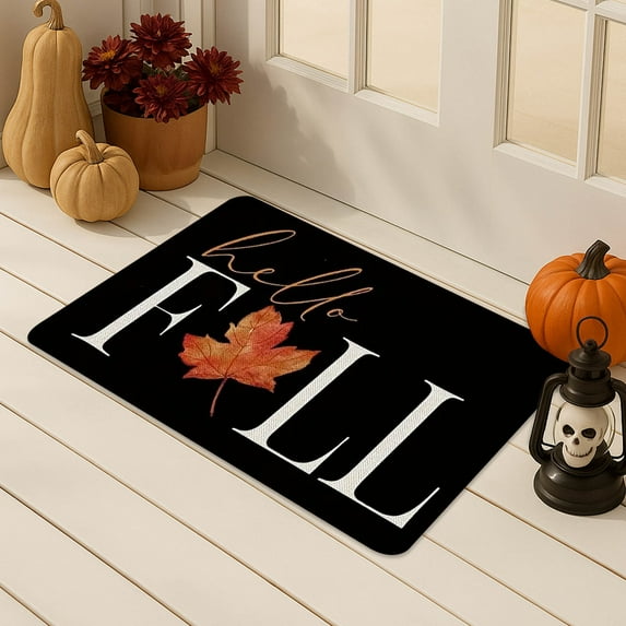 HomeKingdee Fall Door Mat Indoor Entrance Soft Welcome Mats for Front Door Ultra Thin Pumpkin Doormat Washable Entryway Rugs Non Slip Runner Rugs