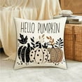 thumbnail image 1 of HomeKingdee Fall Hello Pumpkin Leaves Throw Pillow Covers, Autumn Thanksgiving Harvest Polka Dot Black Decorations for Sofa Couch, 1 of 6