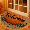 thumbnail image 1 of HomeKingdee Fall Thanksgiving Pumpkin Half Round Door Mat, Non-Slip Welcome Indoor Entrance Way Rug Semi Circle Front Doormats Washable Floor Mat, Outdoor Rugs, 1 of 6