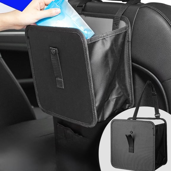 HomeKingdee Foldable Car Trunk Storage Box with Waterproof Layer - Portable Fabric Car Organizer for Travel Accessories, Vehicle Storage Bag, 3.39x3.39x2.24 Inches, Black