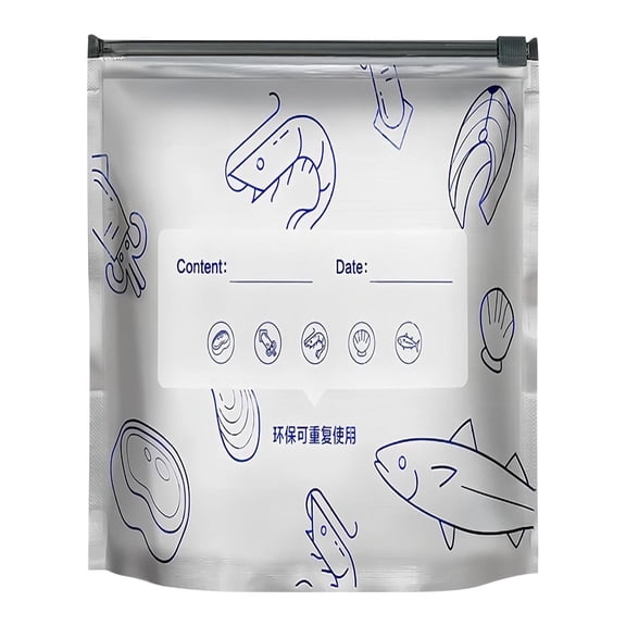 HomeKingdee Food-Grade Plastic Sealing Storage Bags - 10-Pack Ziplock Bags for Refrigerator & Freezer Use