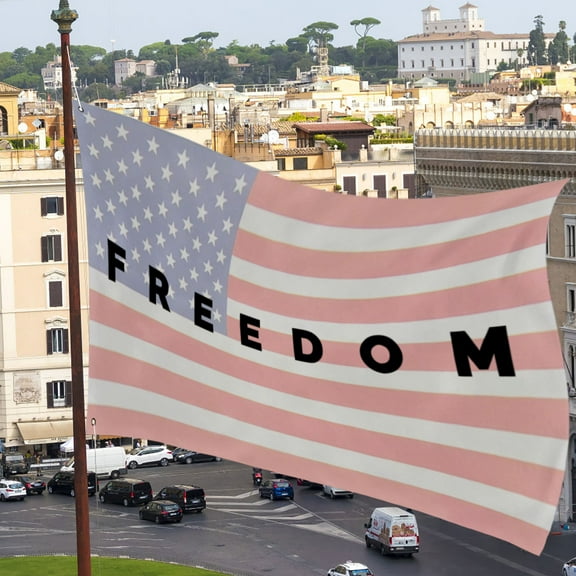 HomeKingdee Freedom Flag Black and White, UV Fade Resistant Decorative Flag for Outdoor Indoor Home, Single Sided Polyester Banner