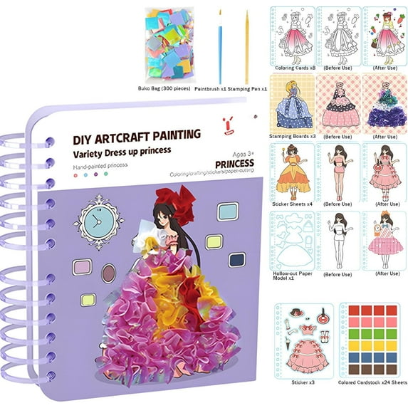 HomeKingdee Fun Art Kit Toys 3D Creative Princesses for Girls Birthday Gifts Craft Art Kit