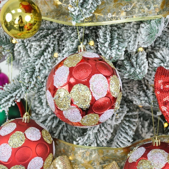 HomeKingdee Glass Christmas Tree Ornaments Vintage Glass Ball Farmhouse Ball Hanging Ornaments Set for Christmas Tree Party Holiday Indoor Decor