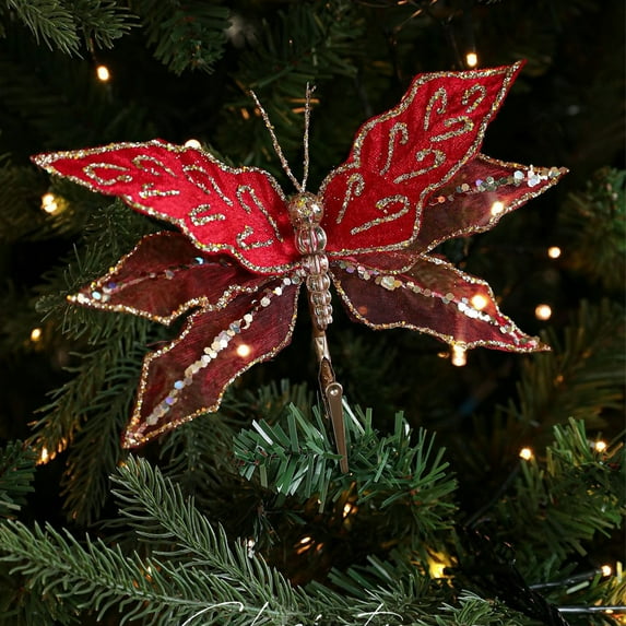 HomeKingdee Glitter Dragonfly Decorative, Colorful Dragonfly on Clip Ornaments for Crafts Wedding Floristry Festive and Christmas Tree Hanging Decorations