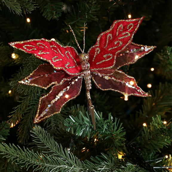 HomeKingdee Glitter Dragonfly Decorative, Colorful Dragonfly on Clip Ornaments for Crafts Wedding Floristry Festive and Christmas Tree Hanging Decorations