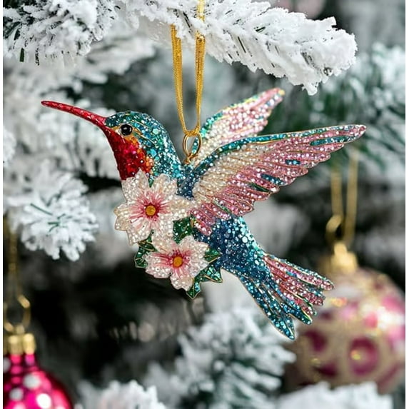 HomeKingdee Glittering Hummingbird Christmas Decorations,Exquisite Bird Ornaments,Elegant Hanging Hummingbird Gifts,Colorful Bird Ornaments