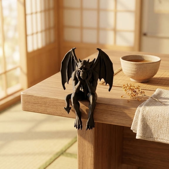 HomeKingdee Gothic Sitting Gargoyle Statue Melancholic Devil
