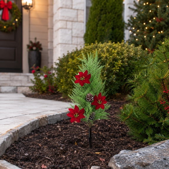 HomeKingdee Green Plastic Christmas Pinecone Picks - Tower Grass Pinecone Stem for Holiday Arrangements