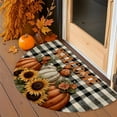 thumbnail image 1 of HomeKingdee Half Round Door Mat Soft Non Slip Semi Circle Bath Rug with TPR Backing,Thanksgiving Fall Sunflower Pumpkin On Plaid Welcome Doormat Entryway Rugs, 1 of 6