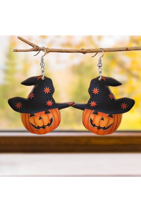 HomeKingdee Halloween Acrylic Pumpkin Skull Dangle Earrings for Women Spirit Cut Glitter Powder Cartoon Funny Earring Halloween Cosplay Jewelry