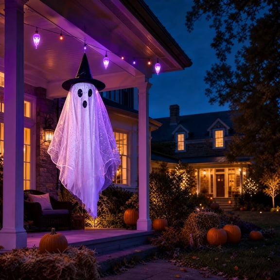 HomeKingdee Halloween Hanging Ghost Decoration with LED Lights Waterproof Floating Phantom for Porch Tree Garden Yard