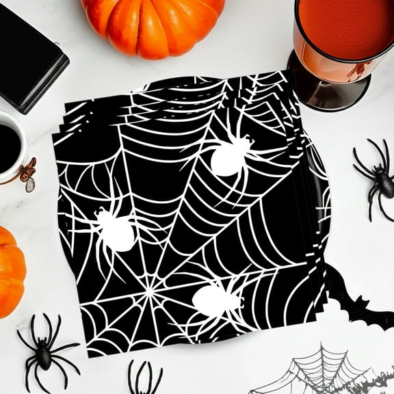 HomeKingdee Halloween Plates Spider Web Paper Plates Party Supplies, Spiderweb Halloween Disposable Paper Dinnerware Decorations, Spooky Tableware
