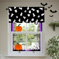 HomeKingdee Halloween Valances for Kitchen Windows Black Spooky Curtains Bathroom Decor Holiday Horror Valance for Living Room Laundry