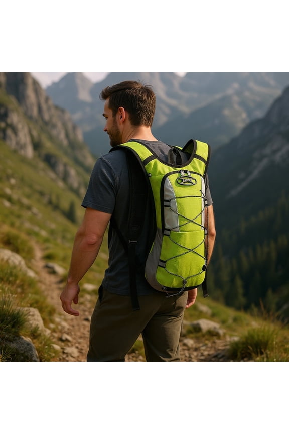 Hydration Backpack for Hiking Running Biking - Lightweight Polyester Pack with Adjustable Straps & Reflective Trims