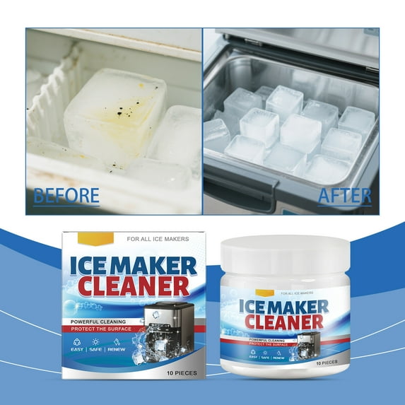 HomeKingdee Ice Machine Cleaner Tablets, Countertop Ice Maker Cleaner, Nickel Safe Commercial Portable Nugget Ice Makers, Remove Hard Water Buildup, Deep Cleaning