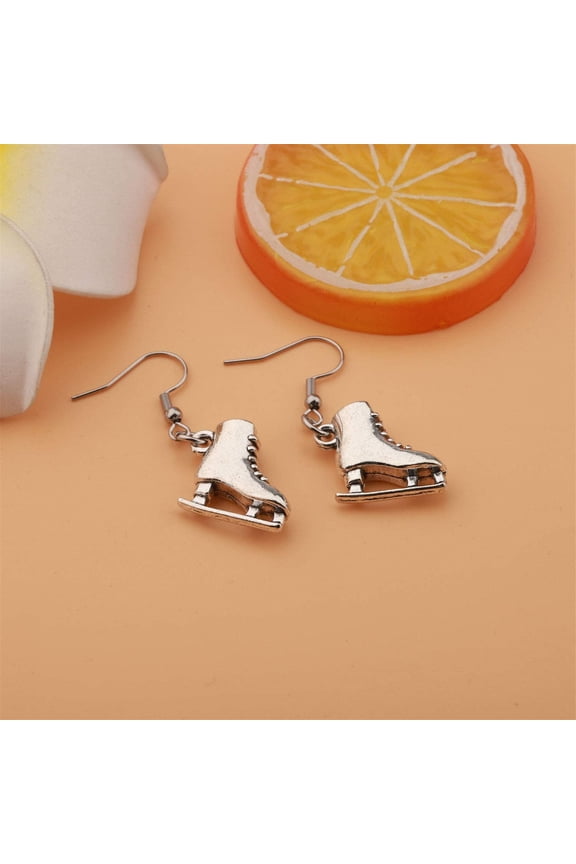 Ice Skate Earrings - 3D Zinc Alloy Dangle Earrings for Skating Lovers Winter Sports Fashion Jewelry Accessories