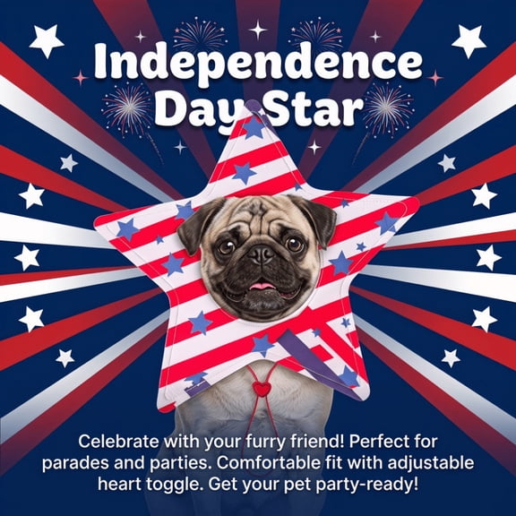 HomeKingdee Independence Day Dog Headpiece Star Pet Costume Scarf For Patriotic Holiday Pet Wear