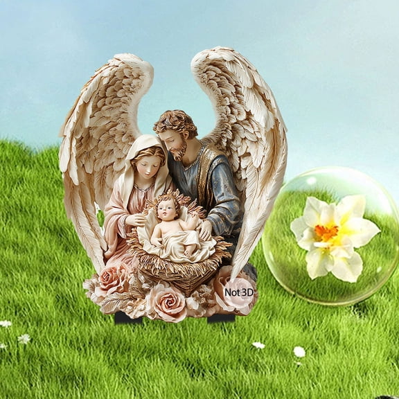 HomeKingdee Jesus Mary and Joseph Garden Stake Flower Pot Decoration 2D Flat Acrylic Bonsai Waterproof Lawn Sign Decorative Ornament