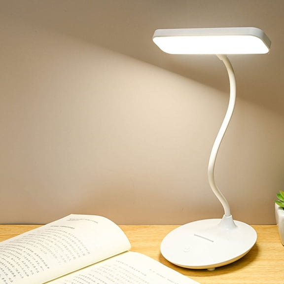 HomeKingdee LED Desk Lamp with Phone Holder - Eye Protection USB Charging Study Desk Light, Adjustable Gooseneck, 5W Wireless Charging, ABS & Polycarbonate Material for Dorm, Home Office