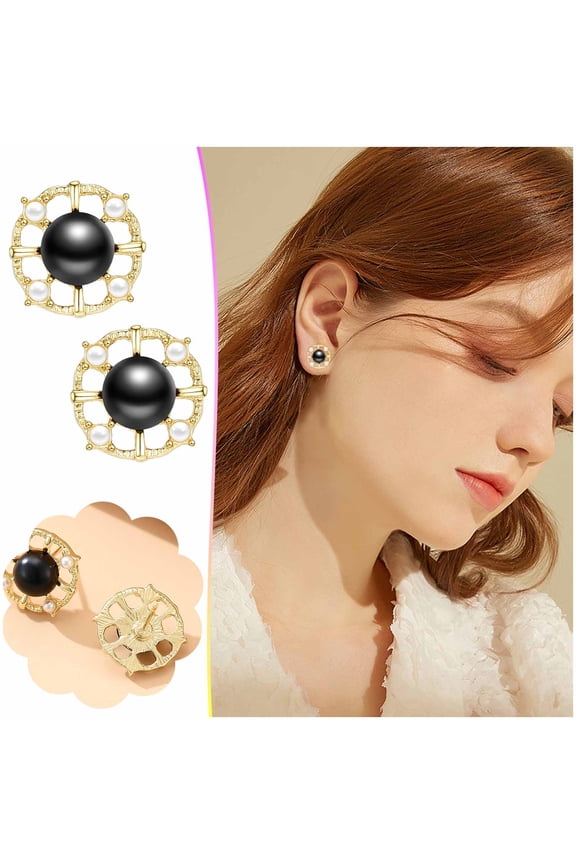 Ladies Fashion Pearl Diamond Round Earrings - Multicolor Alloy Earrings for Women Gift Giving and Daily Wear