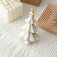 thumbnail image 1 of HomeKingdee Mini Christmas Tree Figurine - Decorative Tabletop Figurine for Holiday Decor - Small White & Gold Ceramic Christmas Tree Shelf Sitter, 1 of 6