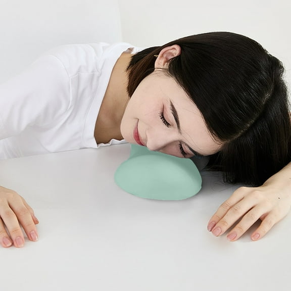 HomeKingdee Mini Nap Pillow for Office & Travel - Mint Green Portable Ergonomic Pillow for Desk Sleeping, Lumbar Support, 10.23x5.12x1.57 Inches, Polyurethane