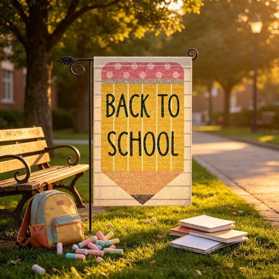 HomeKingdee Multicolor Cloth Back-to-School Garden Flag Pencil Flag - Pencil-Shaped Yard Banner