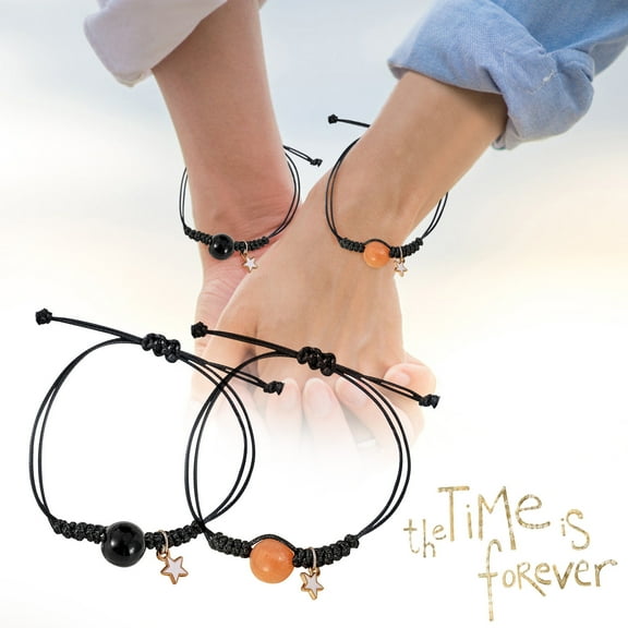 HomeKingdee Natural Healing Power Gemstone Crystal Beads Couple Bracelet - with Strong Rope String, Trendy Style, for Sensitive Skin, Daily Use and Gift Giving