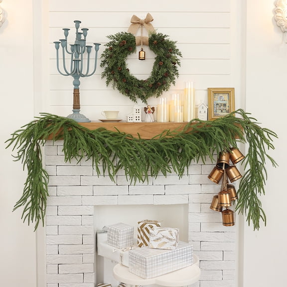 HomeKingdee Norfolk Pine Garland, Christmas Artificial Faux Greenery Garland Real Touch Holiday Decorations for Holiday Wreaths, Craft DIY and Home Xmas Decorations 71in