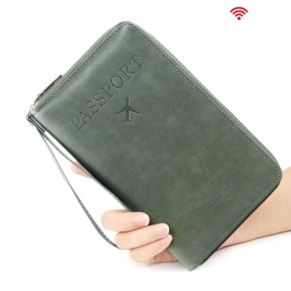 HomeKingdee Passport Travel Wallet - RFID Blocking Leather Document Organizer with Multi-Compartment for Passports, Tickets, Cards and Cash, Waterproof Zippered FestivalWallet for Women and Men
