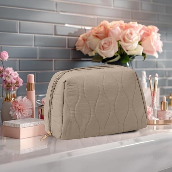 HomeKingdee Pineapple Texture Knitted Cosmetic Bag - Striped Color-blocked Design, Portable Travel Makeup Organizer for Daily Use, Ins-style Pencil Case