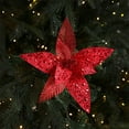 thumbnail image 1 of HomeKingdee Poinsettia Flowers - Red Glittered Poinsettia Clip On Ornaments - Christmas Decorations - Decorative Floral Accessories, 1 of 6