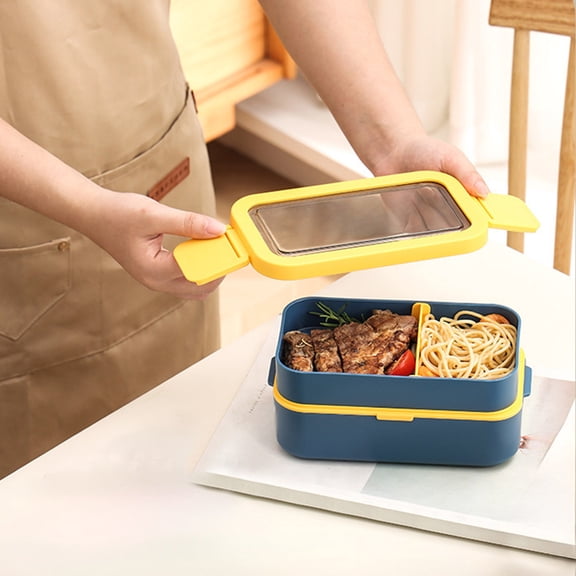 HomeKingdee Premium Double Section Bentos Lunch Container Efficient Microwave Safe Leak Proof Design Food Case For Work Picnics User Friendly Bentos Box For Office Lunch
