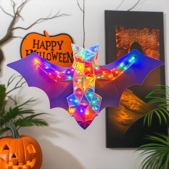 HomeKingdee Prismatic Rainbow Bat Lamp, Halloween Bat Rainbow Ornament, LED Lamp, Rainbow Bat Lamp, Halloween Decoration