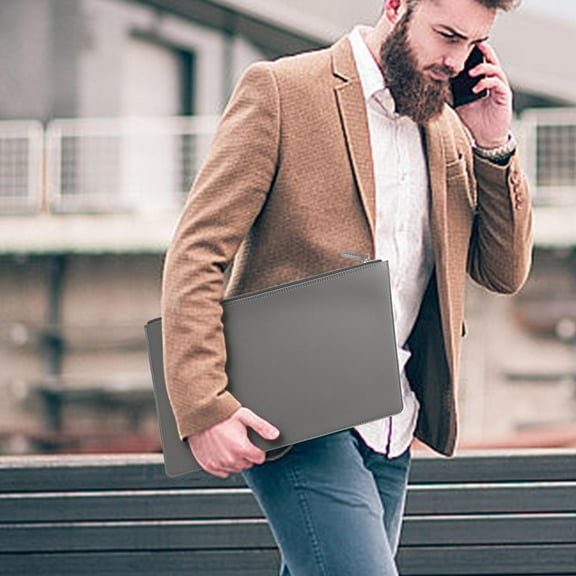 HomeKingdee Professional Leather Document Folder - High-End Waterproof Briefcase for Office Meetings Travel Business Essentials Storage